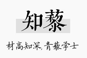 知藜名字的寓意及含义