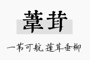 苇茸名字的寓意及含义