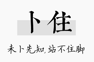 卜住名字的寓意及含义