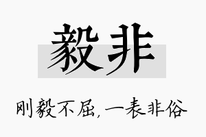 毅非名字的寓意及含义