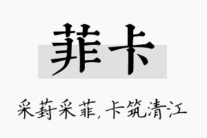 菲卡名字的寓意及含义