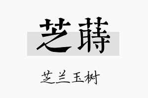 芝莳名字的寓意及含义