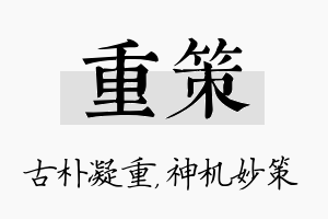 重策名字的寓意及含义