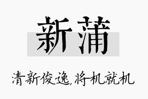 新蒲名字的寓意及含义