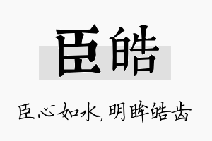 臣皓名字的寓意及含义