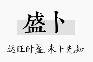 盛卜名字的寓意及含义