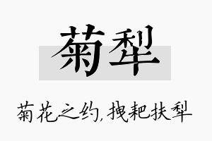 菊犁名字的寓意及含义