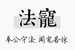 法宠名字的寓意及含义