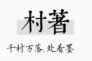 村着名字的寓意及含义