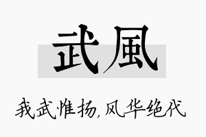 武风名字的寓意及含义