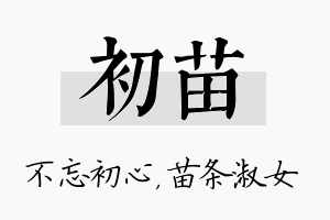 初苗名字的寓意及含义