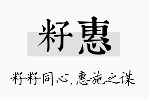 籽惠名字的寓意及含义