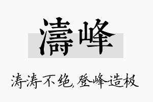 涛峰名字的寓意及含义