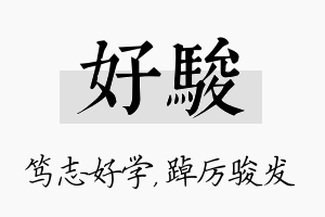 好骏名字的寓意及含义