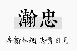 瀚忠名字的寓意及含义