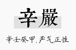 辛严名字的寓意及含义