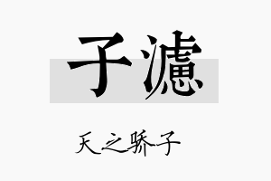 子滤名字的寓意及含义