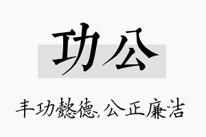 功公名字的寓意及含义