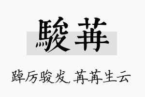 骏苒名字的寓意及含义