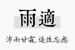 雨适名字的寓意及含义