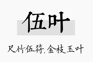 伍叶名字的寓意及含义