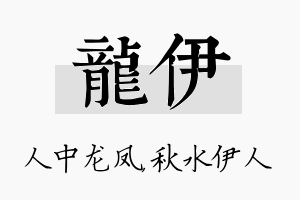 龙伊名字的寓意及含义