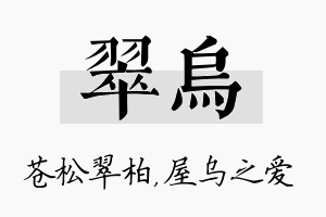 翠乌名字的寓意及含义