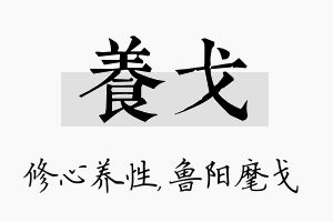 养戈名字的寓意及含义