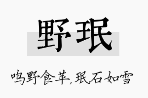 野珉名字的寓意及含义