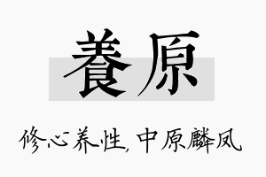 养原名字的寓意及含义