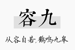 容九名字的寓意及含义