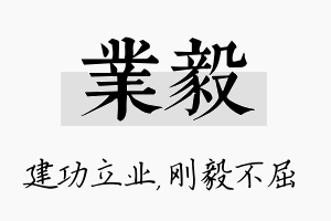 业毅名字的寓意及含义