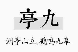 亭九名字的寓意及含义