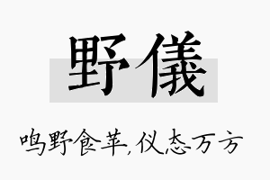 野仪名字的寓意及含义