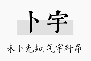 卜宇名字的寓意及含义