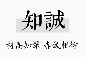 知诚名字的寓意及含义