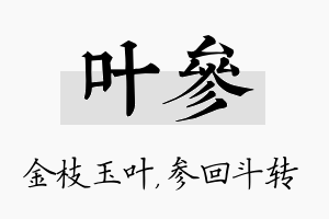 叶参名字的寓意及含义