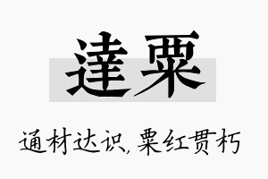 达粟名字的寓意及含义