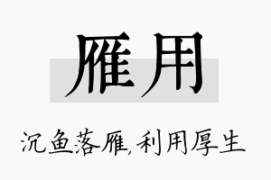 雁用名字的寓意及含义