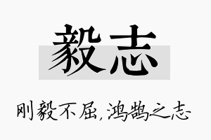 毅志名字的寓意及含义