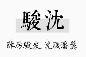 骏沈名字的寓意及含义