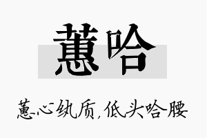 蕙哈名字的寓意及含义