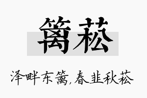 篱菘名字的寓意及含义