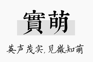 实萌名字的寓意及含义