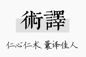 术译名字的寓意及含义