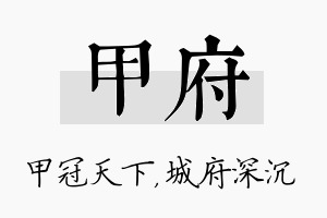 甲府名字的寓意及含义