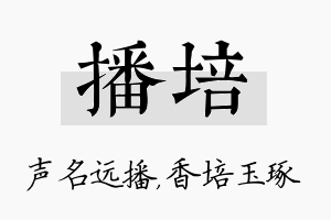 播培名字的寓意及含义