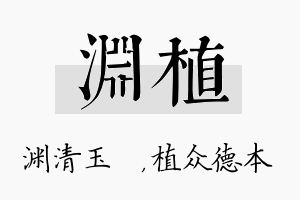 渊植名字的寓意及含义