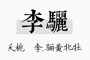 李骊名字的寓意及含义