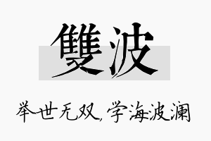 双波名字的寓意及含义